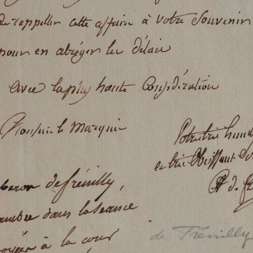 Le Baron de Frénilly attend la lettre patente institutive de son majorat.