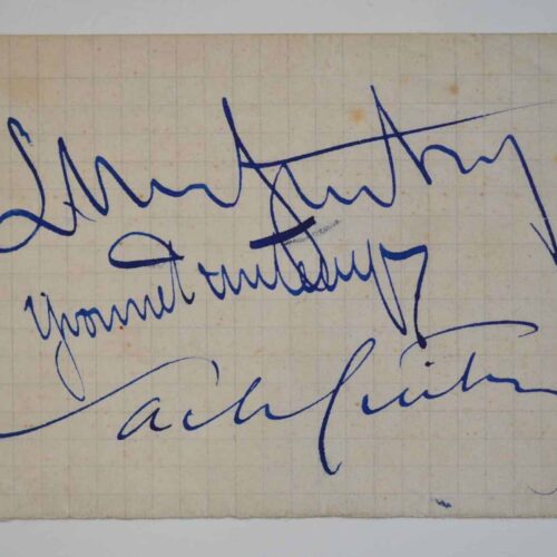 Réunion des signatures de Sacha Guitry, Lucien Guitry et Yvonne Printemps.