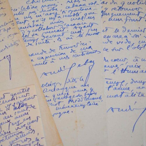 Trois lettres et un poème d'André Lebey à René Billoux, maître-typographe.