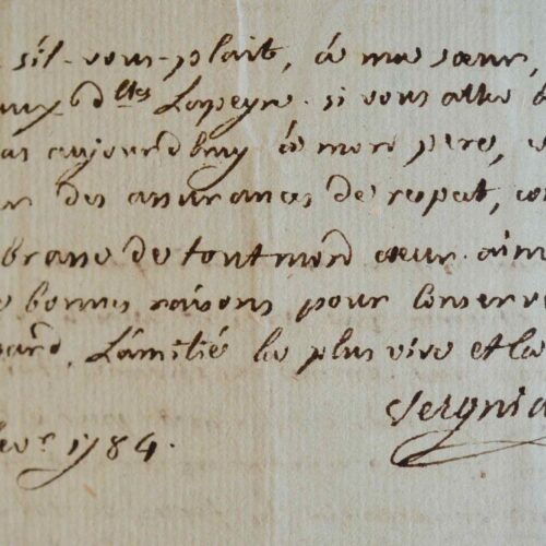 Très rare lettre du Girondin Vergniaud, alors jeune avocat à Bordeaux.