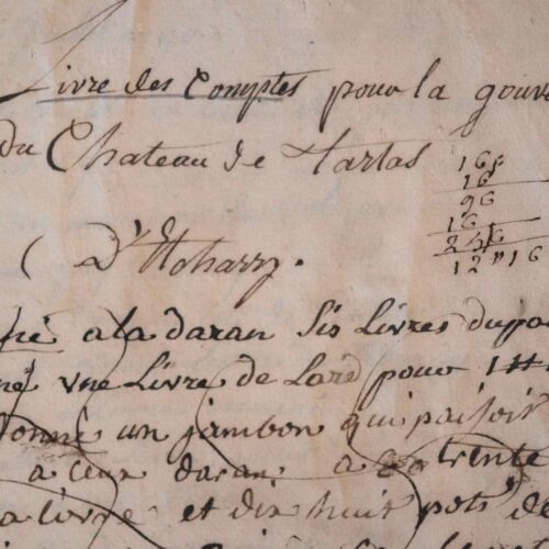 Comptes du château de Tartas (Pyrénées Atlantique) au début de la Révolution.