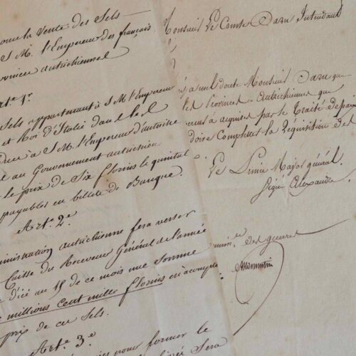 Traité de vente des sels de l'Empereur dans les provinces autrichiennes.