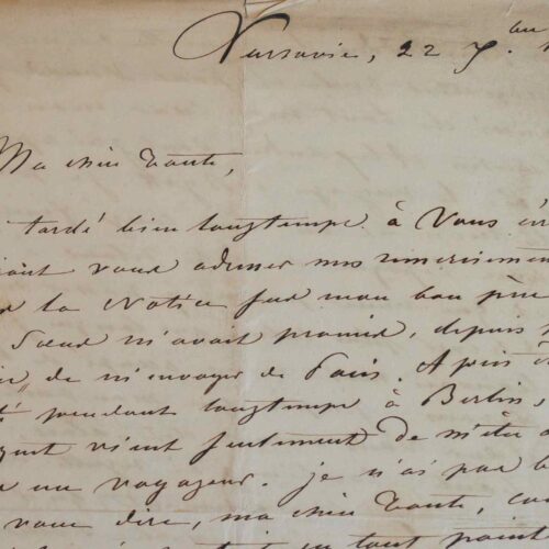 Lettre de Varsovie du diplomate Charles de Théis.