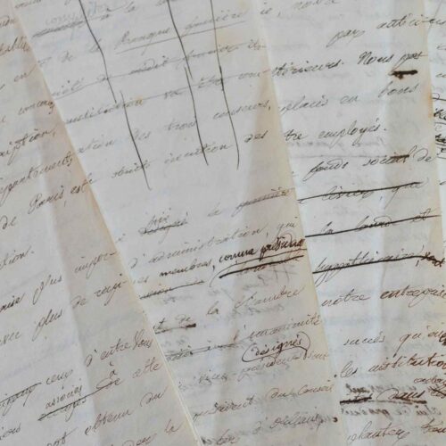 Discours manuscrit de Louis Wolowski sur le Crédit foncier de France au lendemain de sa création.