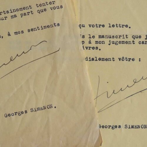 Deux lettres de 1935 de Simenon critique littéraire.