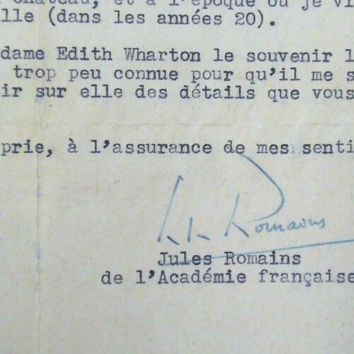 Jules Romains évoque le souvenir d'Edith Wharton.