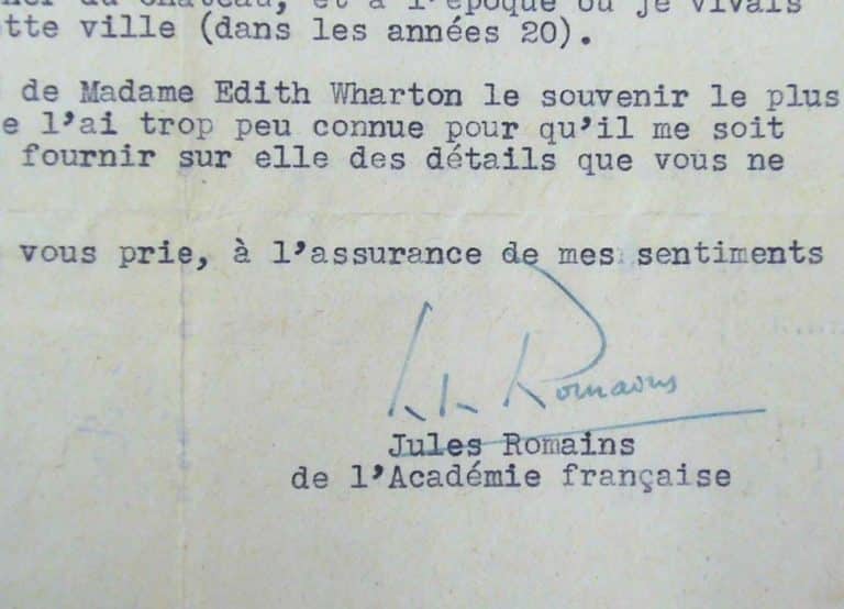 Jules Romains évoque le souvenir d&rsquo;Edith Wharton.