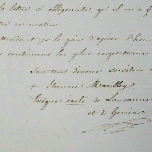 L'évêque de Lausanne et Genève, Mgr Marilley, exilé à Aix.