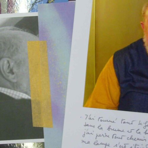 Bel ensemble de poèmes, collages et lettres de Michel Butor.