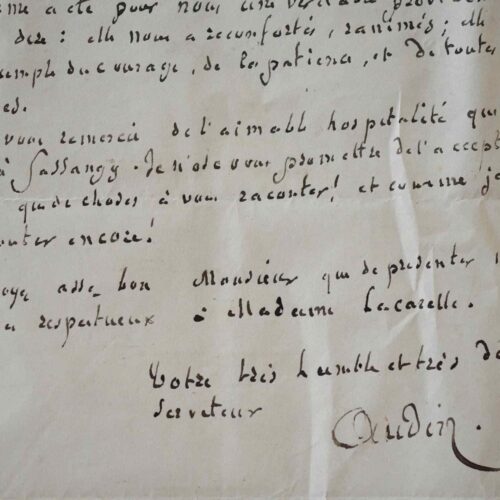Belle lettre écrite de Jérusalem par l'éditeur Audin, en 1849.
