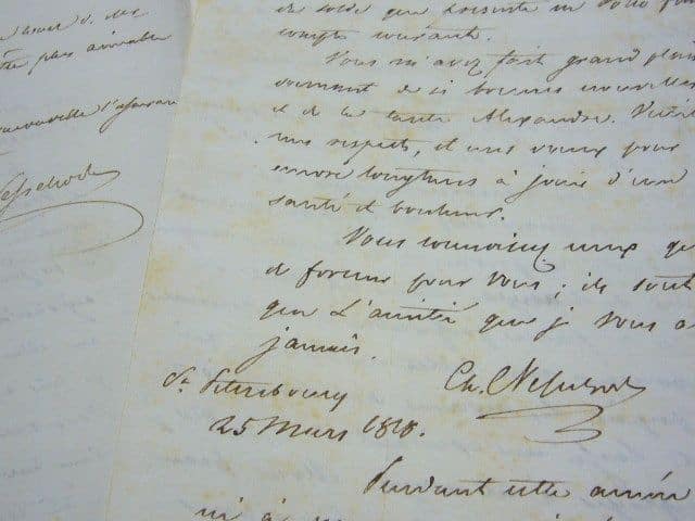 Deux lettres de Nesselrode sur ses affaires d'argent.
