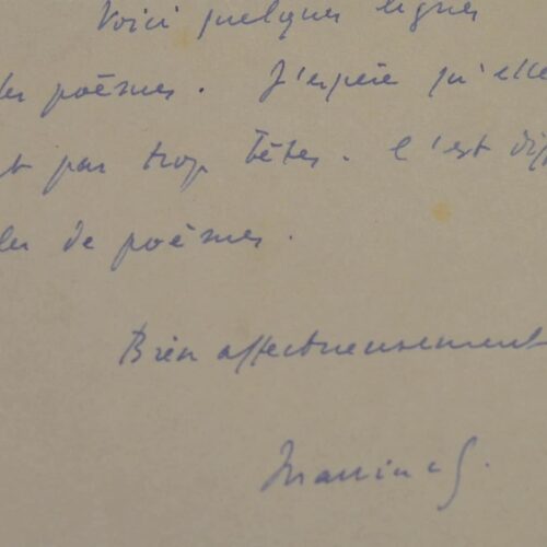 Lettre de Maurice Sachs à Louis Emié écrite en août 39.