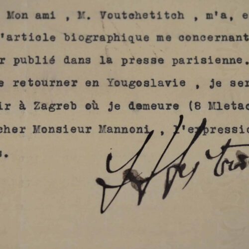 Rare lettre du sculpteur yougoslave, Ivan Metrović