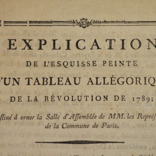 Un tableau pour orner la salle d'assemblée de la Commune de Paris sous la Révolution.