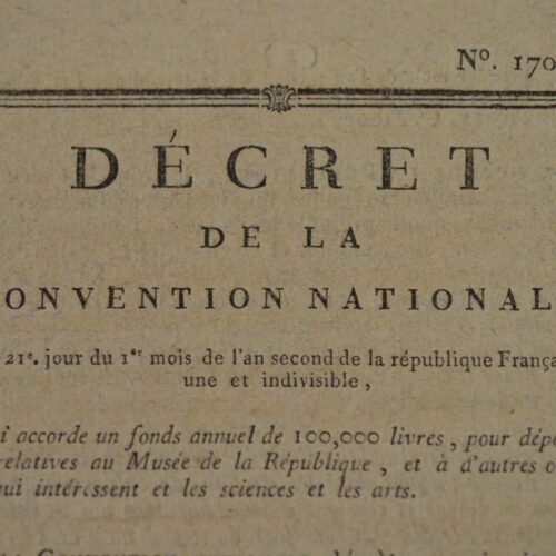 La Convention accorde 100.000 livres au Musée de la République (Louvre).