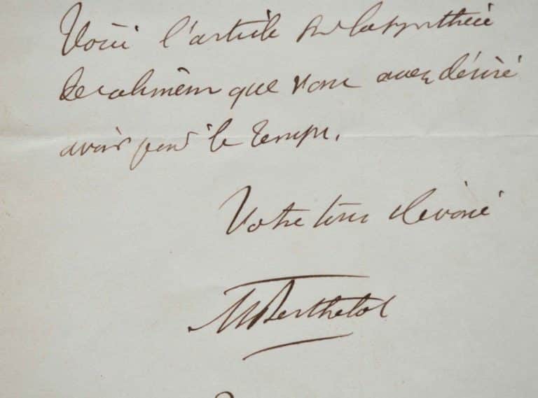 Marcelin Berthelot envoie un article sur la synthèse des aliments.
