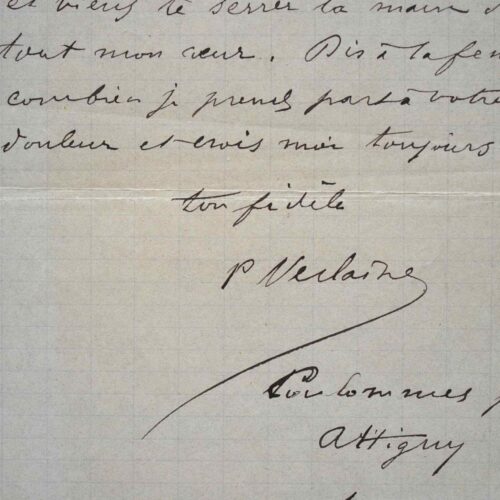Lettre de Verlaine écrite de la ville natale de Rimbaud, Charleville.