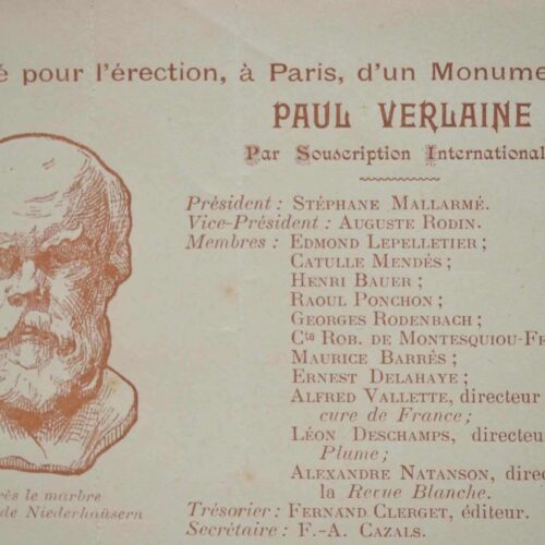 Léon Dierx invité à souscrire au monument Paul Verlaine.
