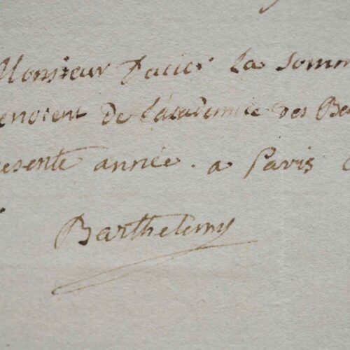 L'abbé Barthélemy reçoit des jetons de présence de l'Académie.