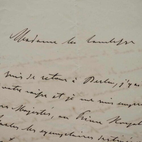 Lettre du Feld-maréchal Edwin von Manteuffel à la comtesse de Mirabeau.