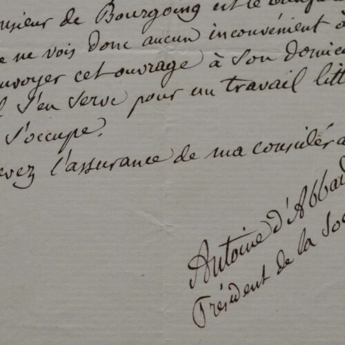 Antoine d'Abbadie accorde une faveur au Baron de Bourgoing.