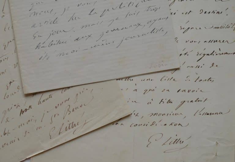 Emile Littré travaille aux addenda de son dictionnaire et l&rsquo;envoie à Alfred de Vigny.