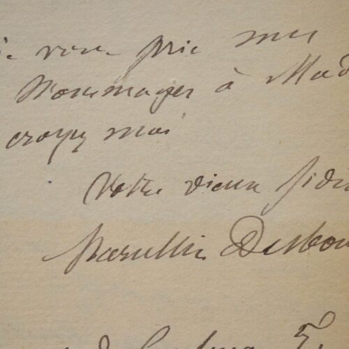 Marcellin Desboutin demande l'appui de Jules Claretie pour la Légion d'honneur.